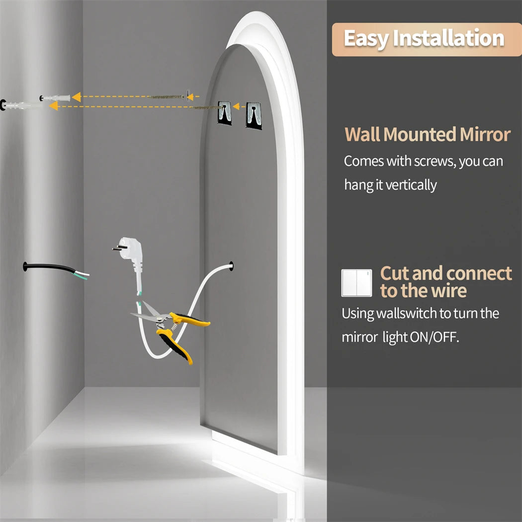 miroir LED intelligent avec affichage température heure et antibuée - vue 7 sur 7