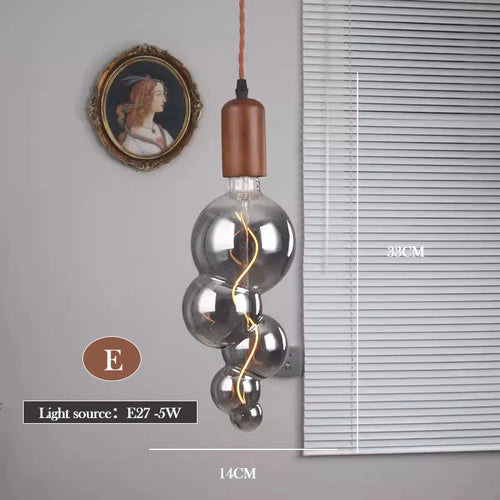lustre en verre d'art rétro en bois massif créatif pour décoration intérieure - vue 22 sur 25