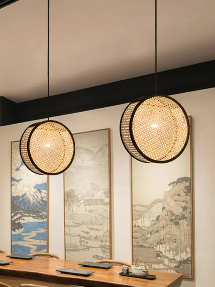 lustre en rotin tissé style créatif pour ambiance chaleureuse - vue 4 sur 9