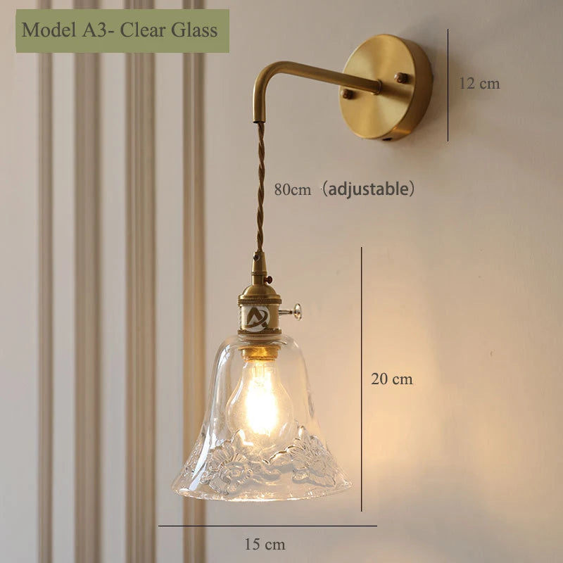 applique murale vintage en verre avec douille en laiton - vue 16 sur 21