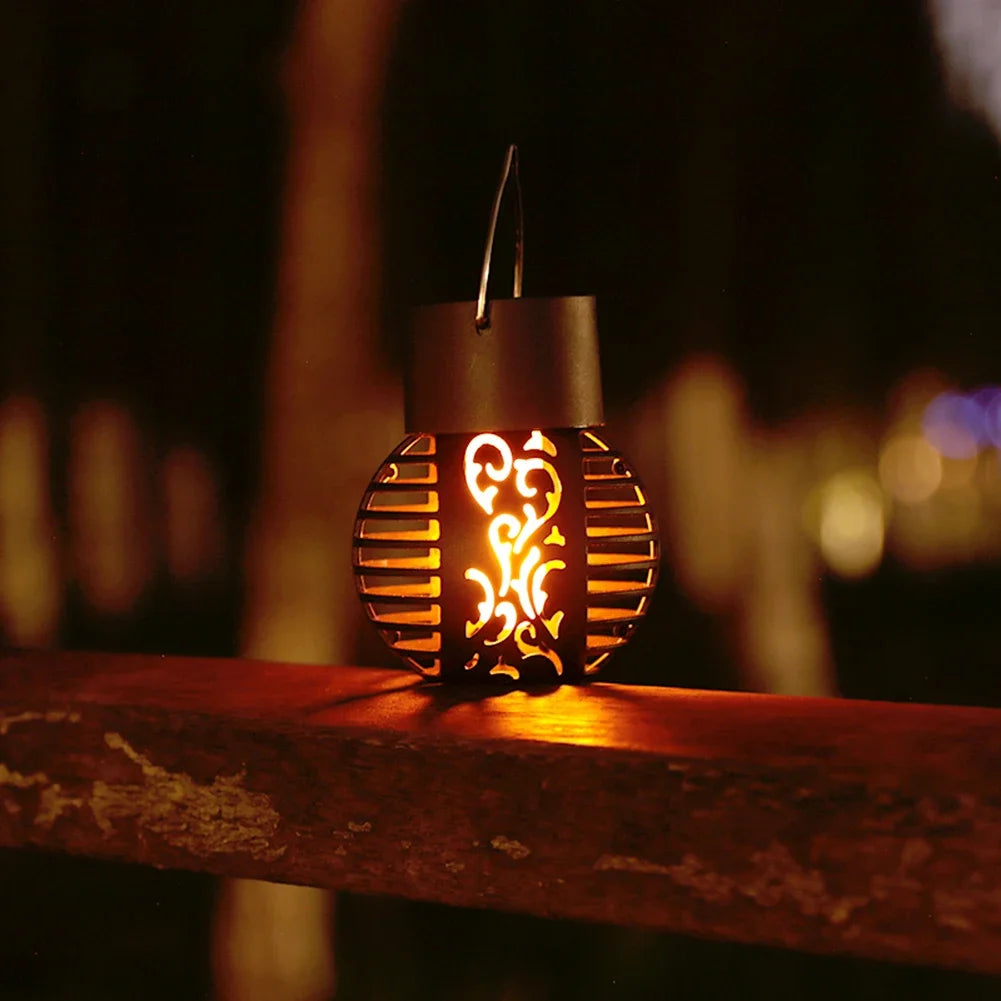 lot de 3 lampes solaires à effet flamme pour jardin extérieur décoratif - vue 4 sur 6