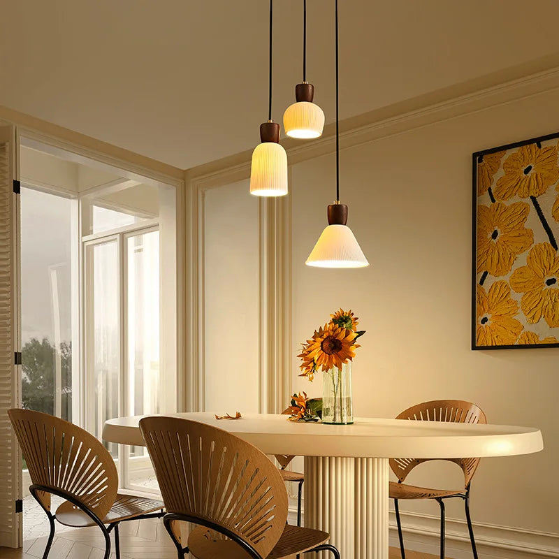 iwhd suspension led en noyer céramique style nordique japonais