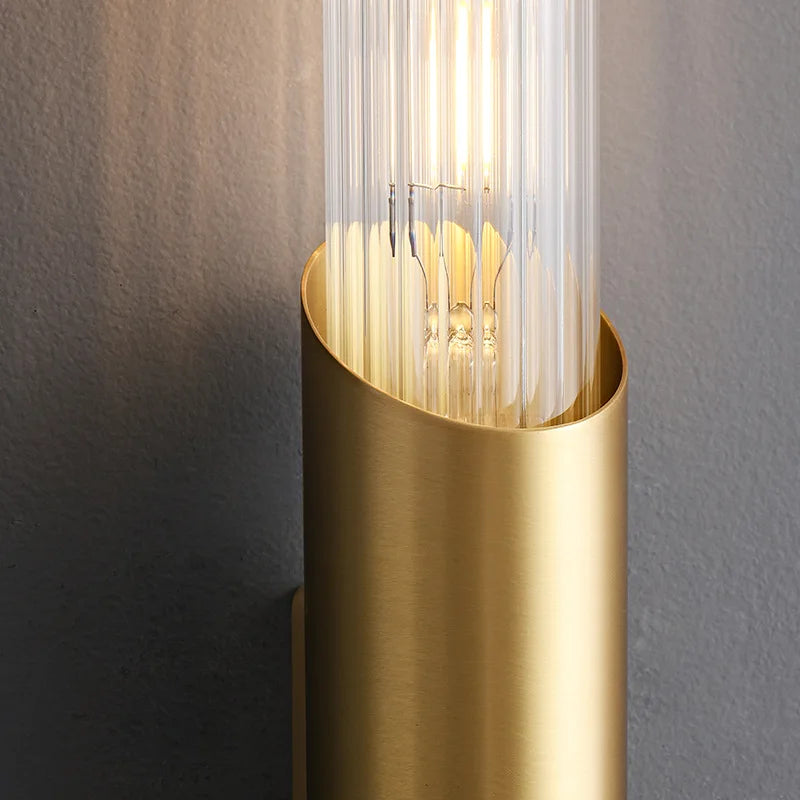 applique murale minimaliste en laiton et cuivre avec ampoule incluse - vue 6 sur 8
