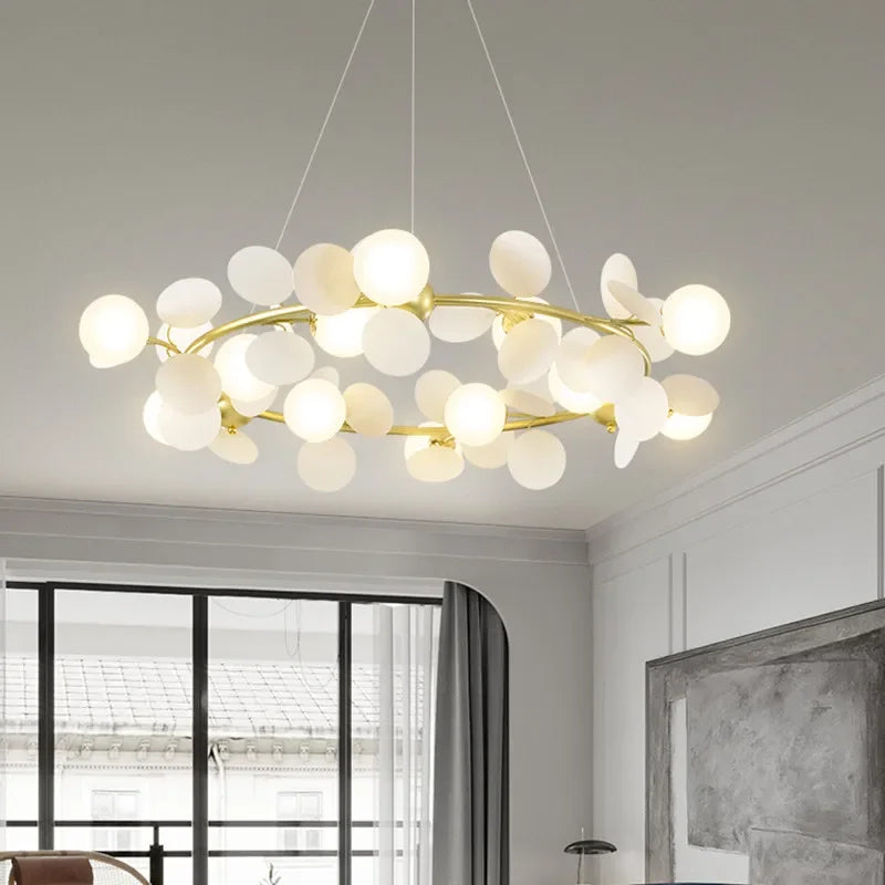 lustre moderne en verre design raisin doré luminaires suspendus - vue 6 sur 18