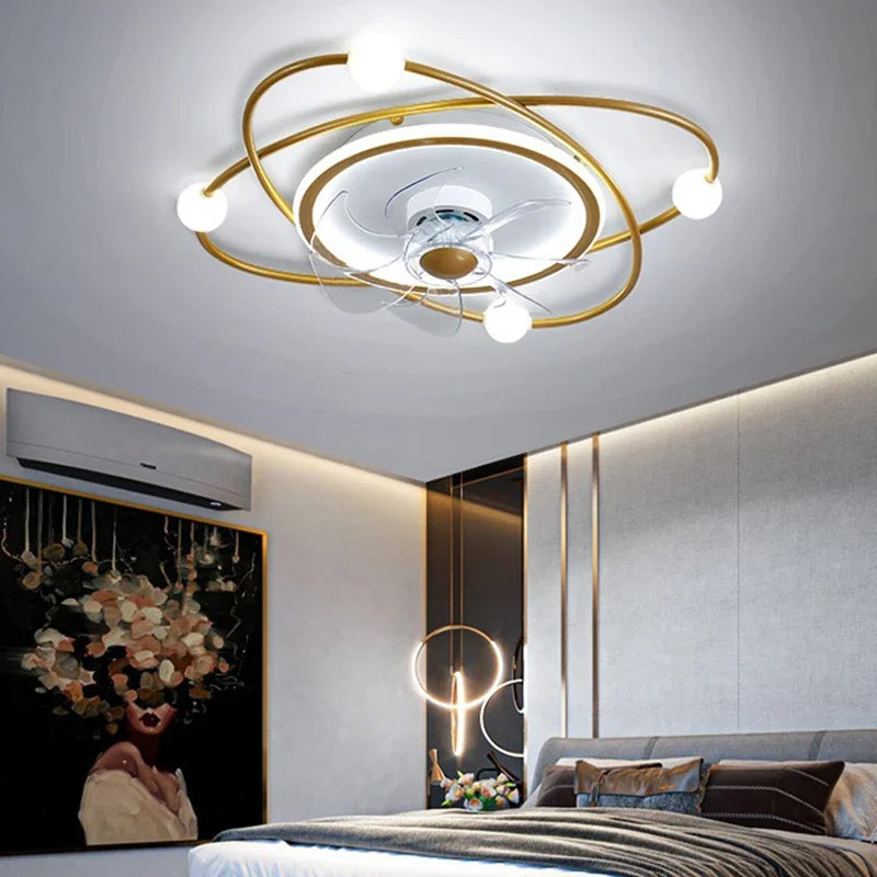lustre led moderne avec ventilateur pour décoration intérieure - vue 7 sur 8