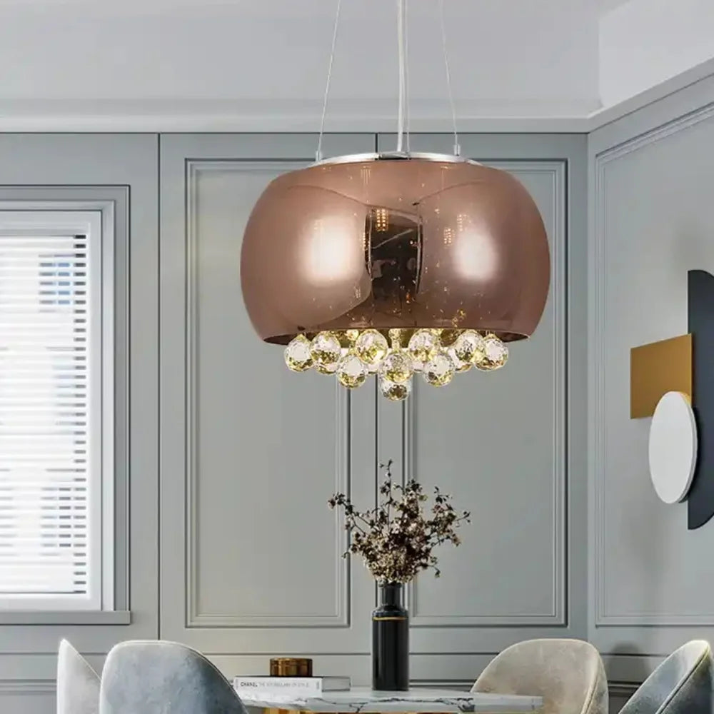 Lustre en verre de cristal de luxe moderne pour salon fumée Cognac plafonnier luminaires suspendus Suspension en verre - vue 5 sur 10