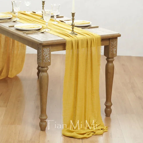 Chemin de table coton gaze style vintage mariage - vue 25 sur 29
