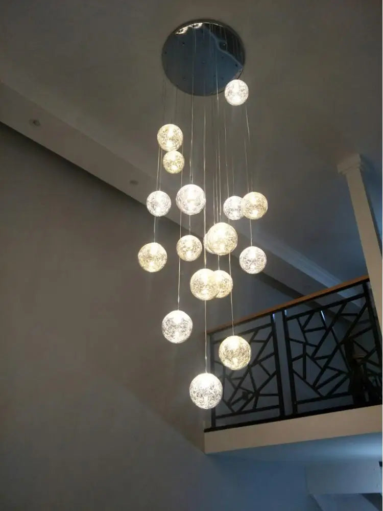 suspension boule de verre pour éclairage moderne escalier - vue 5 sur 7