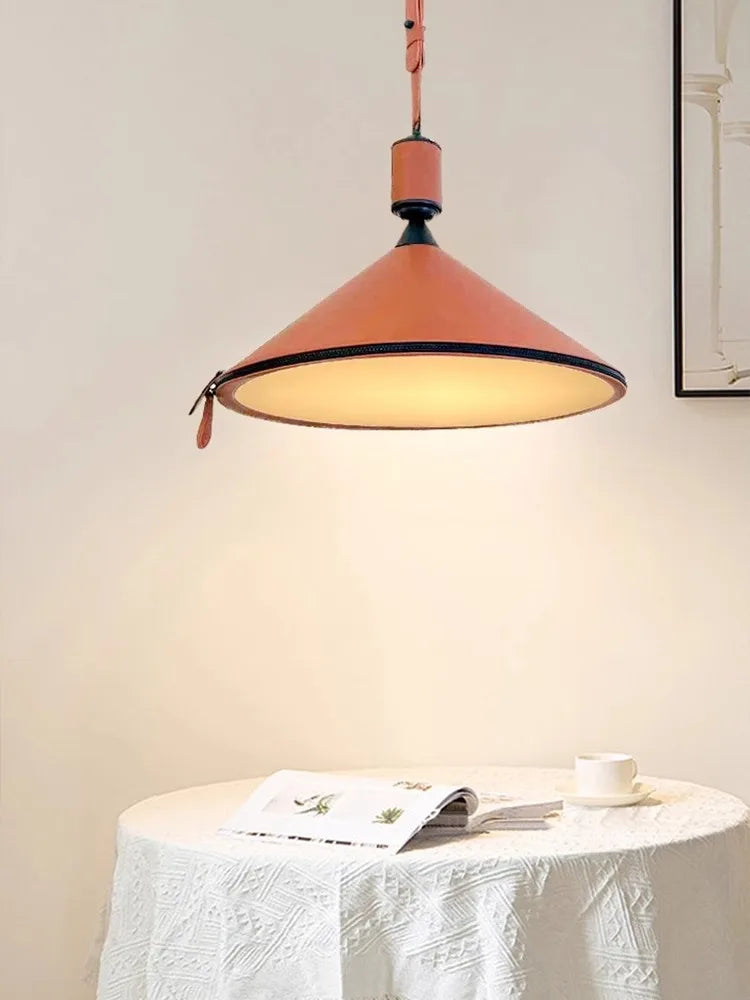 lustre led moderne avec ceinture en cuir décoration intérieure élégante - vue 5 sur 18