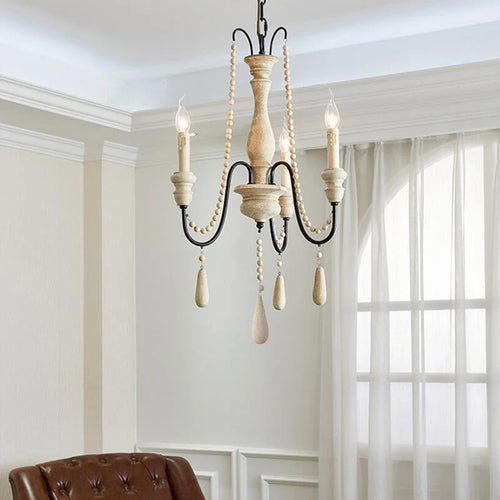 lustre à bougies led en bois pour galerie dart et éclairage intérieur - vue 10 sur 9