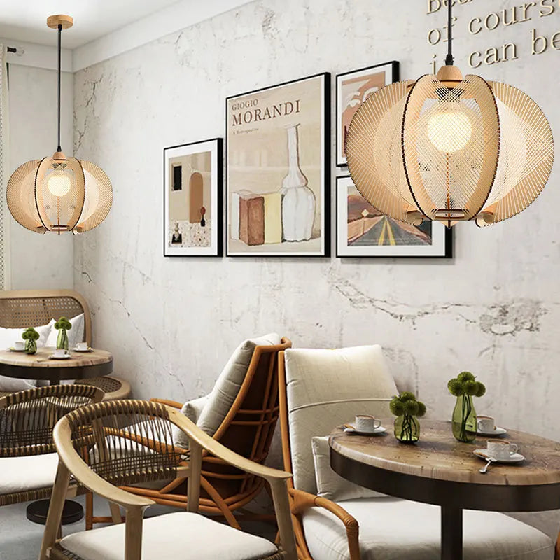 suspension en tissu et bois pour magasin et hôtel - vue 3 sur 10