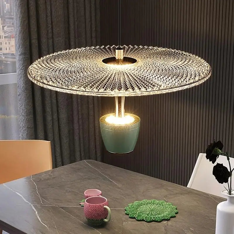 suspension led rond acrylique avec cordon réglable - vue 6 sur 9