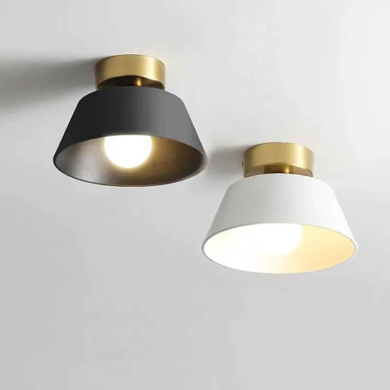 plafonnier led rétro en fer rond avec abat-jour - vue 2 sur 10