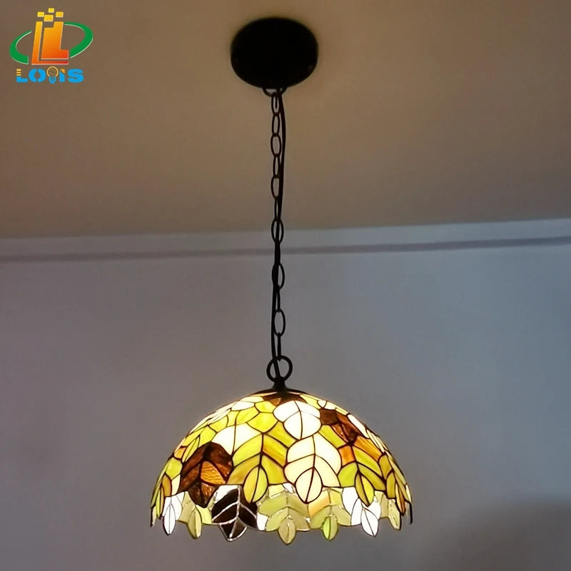 suspension en verre d'art style européen feuille d'érable pour restaurant - vue 2 sur 6