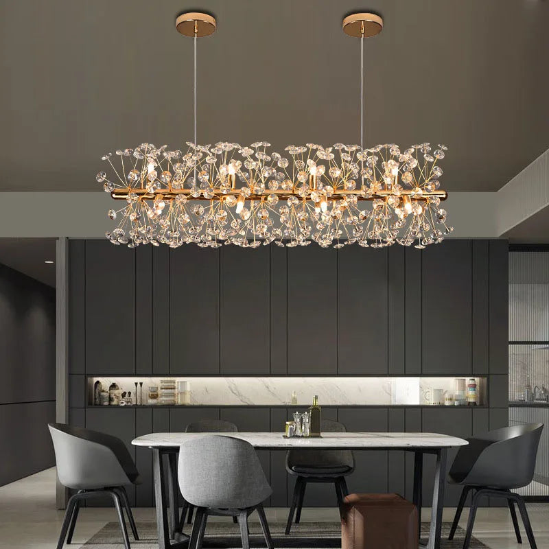 lustre rond à led en cristal pissenlit décoration élégante et lumineuse - vue 4 sur 12