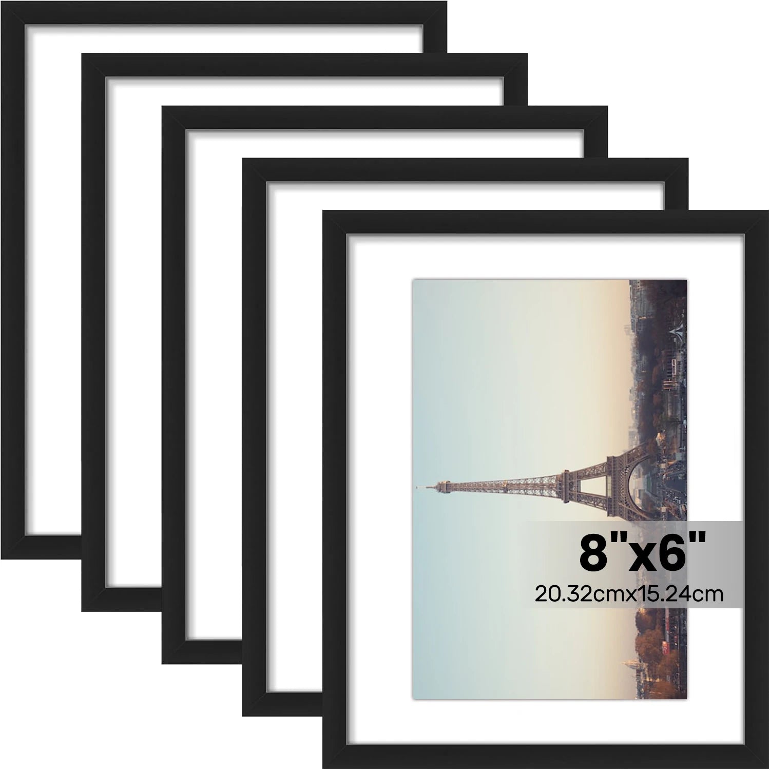 Versatile photo frames in different sizes, suitable for wall or table display, modern design, suitable for home (Black)