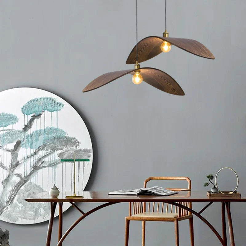 Wabi-sabi plafonnier japon bois Led plafond Lustre salon salon de thé suspension lumières décorations pour la maison cuisine Lustre - vue 3 sur 11