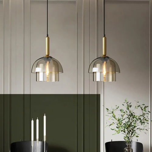 Rétro LED verre suspension nordique Cognac Luminaires 2/3 couche salon décor suspendu éclairage salle à manger chambre Luminaires