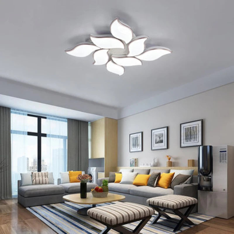 lustre décoratif moderne avec télécommande et motif floral - vue 6 sur 6