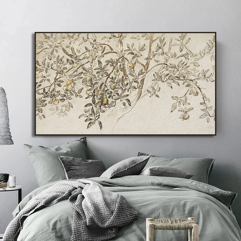 peinture vintage forêt paysage neutre style artistique