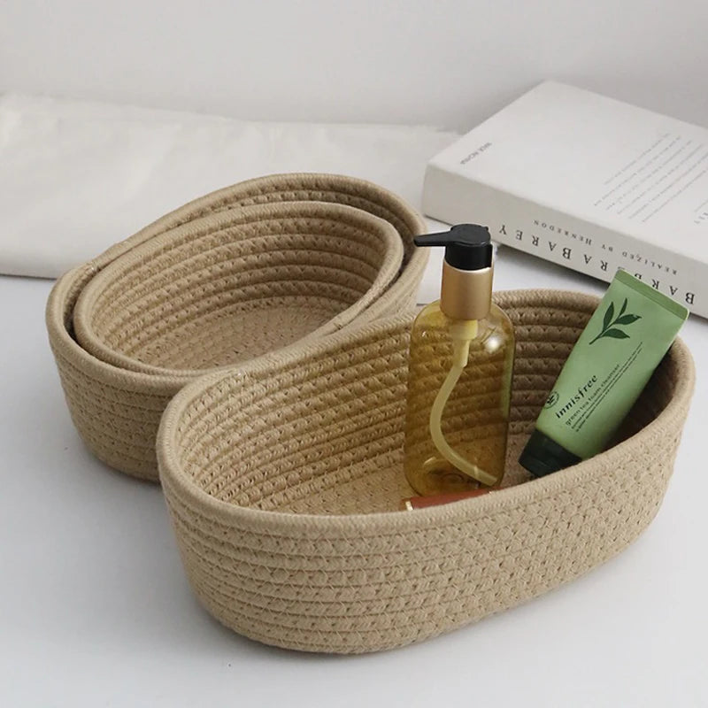 paniers de rangement en corde de coton nordique pour organisation - vue 5 sur 8
