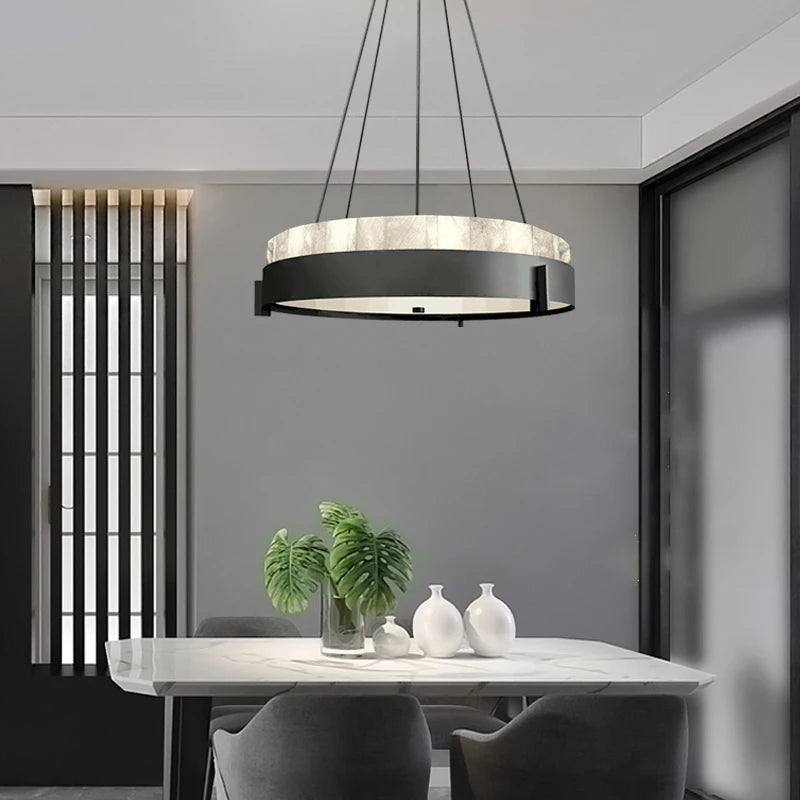 lustre moderne en marbre avec éclairage led créatif intérieur - vue 3 sur 7
