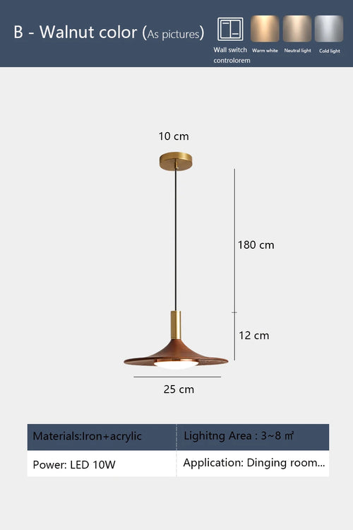 suspension led design moderne avec protection oculaire en fer et acrylique - vue 9 sur 8