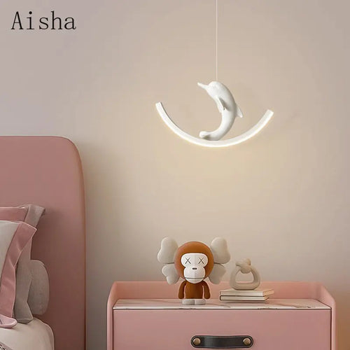 suspension lumineuse dauphin ours pour chambre enfant