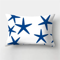housse de coussin rectangulaire animaux marins bleus 30x50 cm
