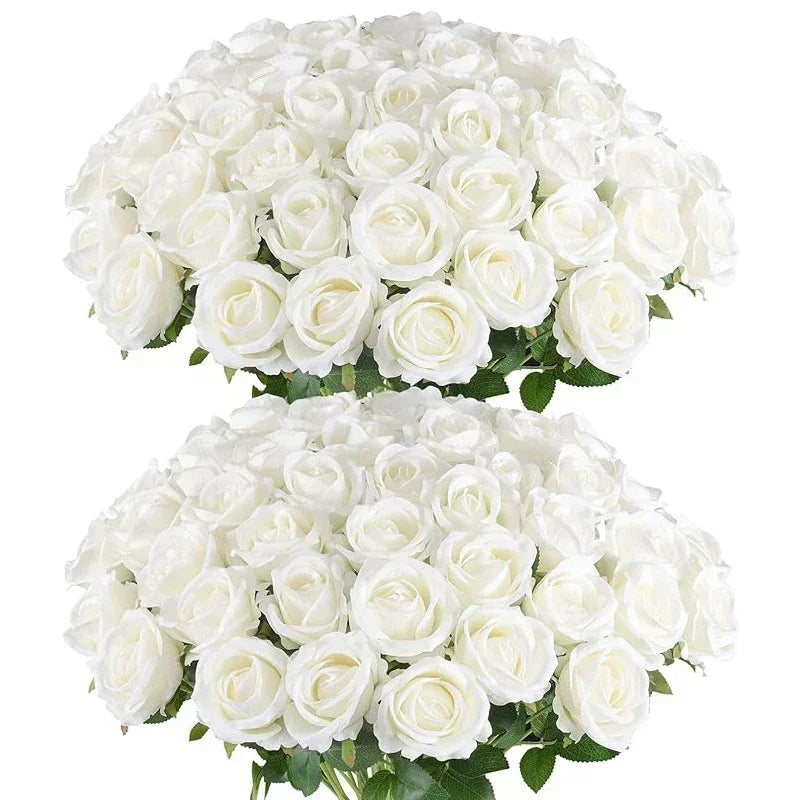 lot de 50 roses artificielles en soie pour décoration et événements festifs - vue 16 sur 24