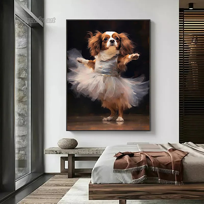 portraits de ballerine de chien art abstrait mural kawaii - vue 6 sur 26