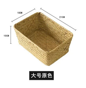 woven seagrass storage basket with lid