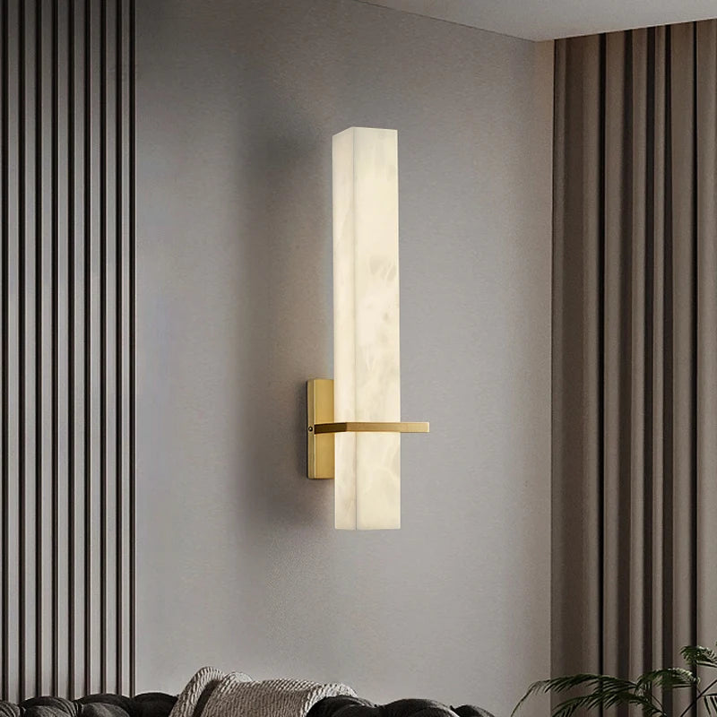 applique murale led en marbre et cuivre doré luxueuse - vue 5 sur 7