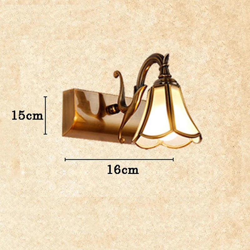 applique murale miroir tête unique verre rétro bronze décoration européenne - vue 4 sur 7