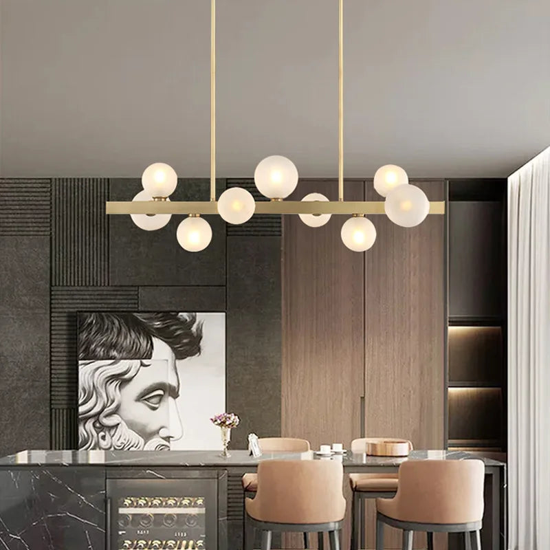 lustre italien moderne led minimaliste en cuivre pour bar café - vue 7 sur 12