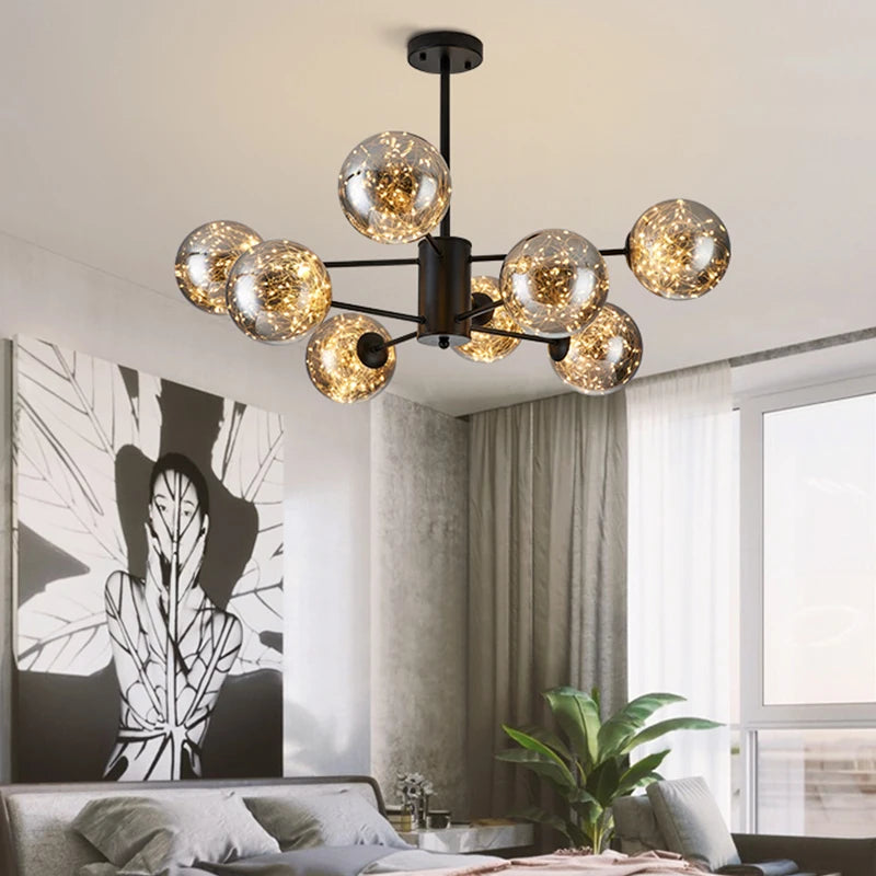 Nordique moderne LED lustre étoile magique haricot boule de verre salon chambre salle à manger cuisine plafonnier décoration de la maison - vue 4 sur 17
