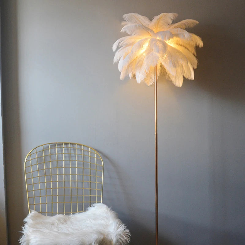 lampadaire romantique à plume art déco gradation 3 températures
