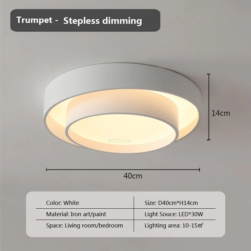 Plafonnier moderne led minimaliste blanc double rond - vue 10 sur 18