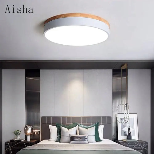 Modern round multicolour nordic LED surface mount ceiling light - vue 4 sur 12