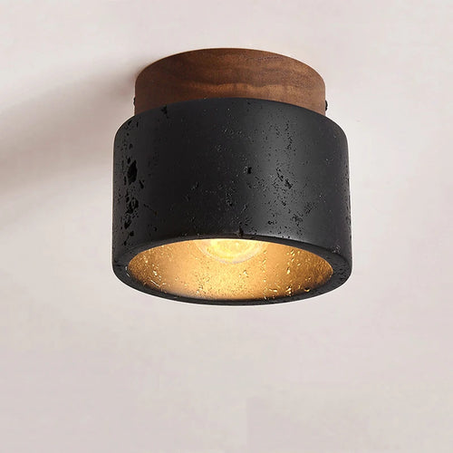 Nordique Wabi Sabi décoratif couloir balcon plafond marbre lumière japonaise salon chambre LED noir Applique plafonnier