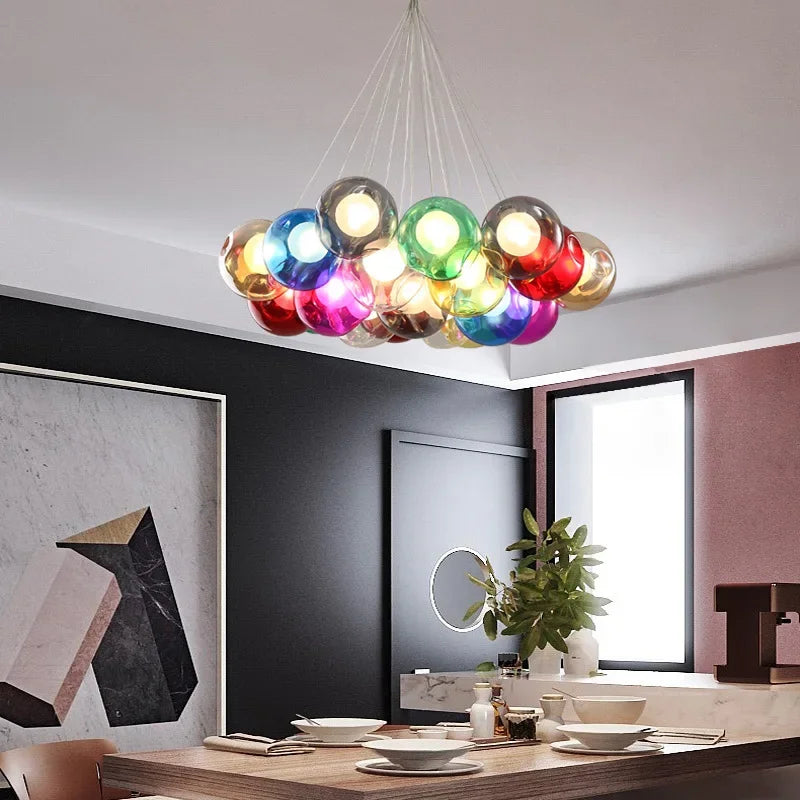lustre moderne en verre à bulles led pour magasins - vue 5 sur 14