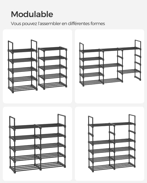 SONGMICS Shoe Rack, 10-Tier Metal Shoe Storage Organizer, Customizable Design, Metal Frame, Space-Saving Rack - vue 5 sur 7