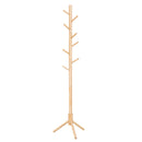 VASAGLE Standing Coat Rack, Solid Wood Coat Rack, Tree-Shaped Coat Rack with 8 Hooks, 3 Height Options, for Clothes, Hats, Bags