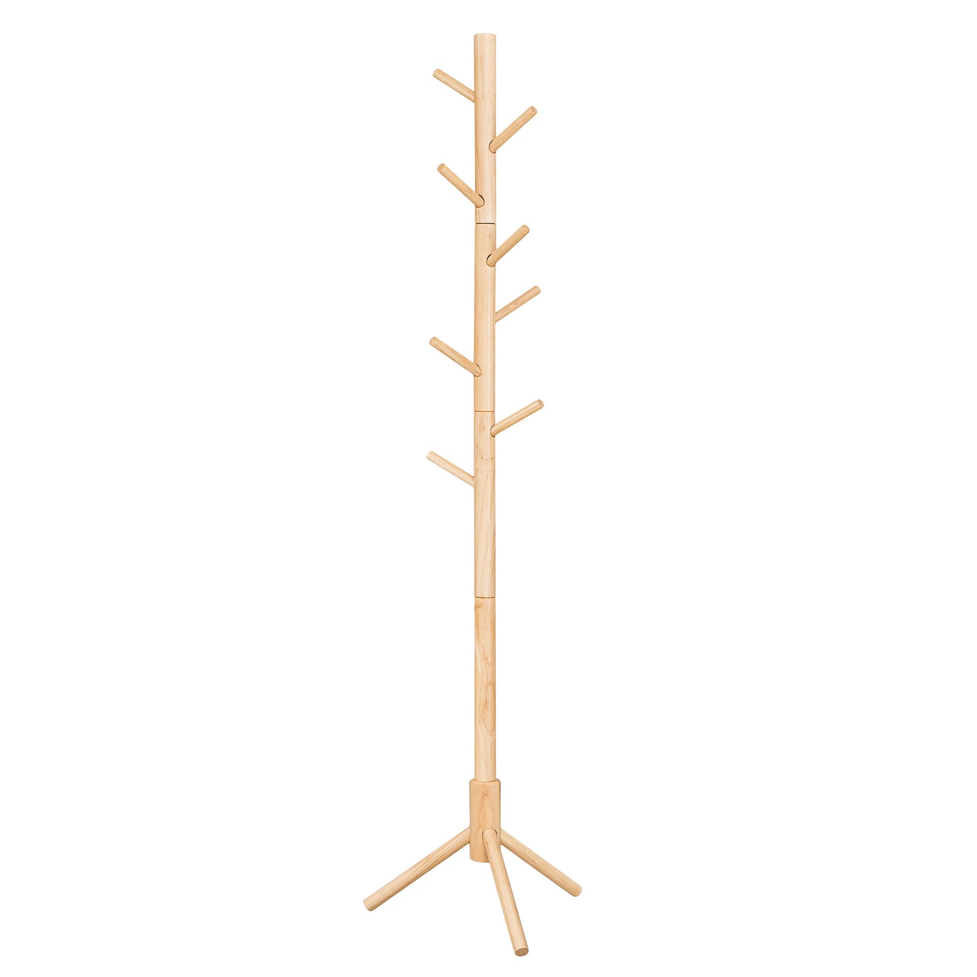 VASAGLE Standing Coat Rack, Solid Wood Coat Rack, Tree-Shaped Coat Rack with 8 Hooks, 3 Height Options, for Clothes, Hats, Bags - vue 8 sur 8