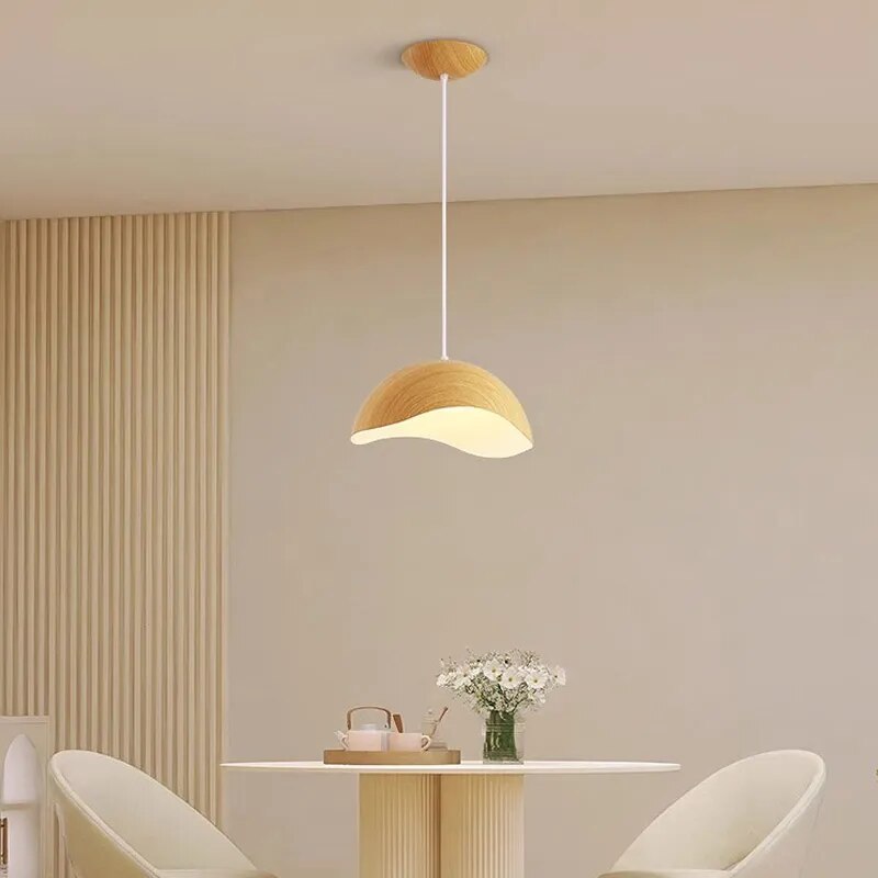 Lustre fer grain bois nordique LED salle manger bureau chevet - vue 2 sur 18