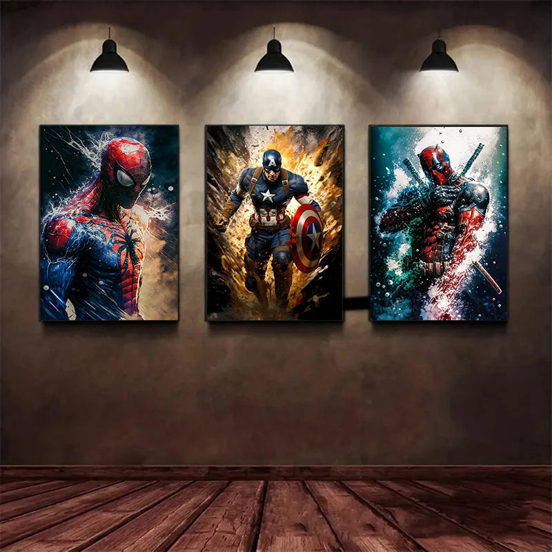 poster marvel avengers spiderman iron man hulk décoration murale