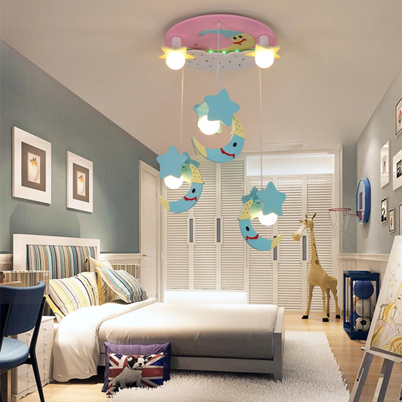 plafonnier lune kawaii pour chambre fille design scandinave moderne - vue 4 sur 8