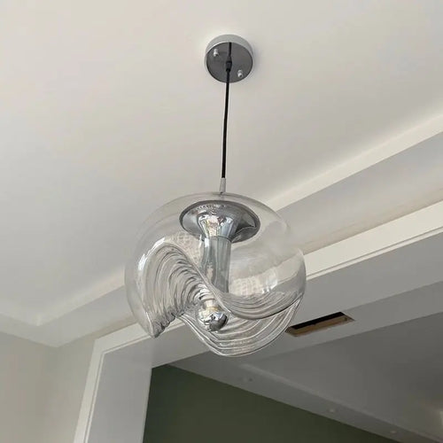 plafonnier bauhaus en verre avec ondulation led moderne