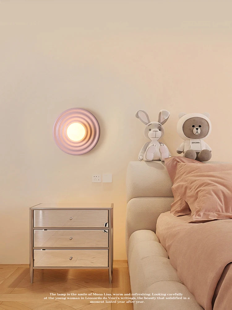 applique murale led rétro en résine luminaire mural rond japonais - vue 6 sur 10