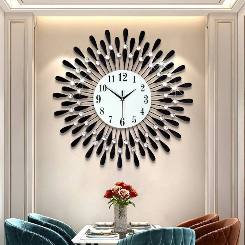 horloge murale 3D en cristal moderne silencieuse décoration intérieure - vue 4 sur 8